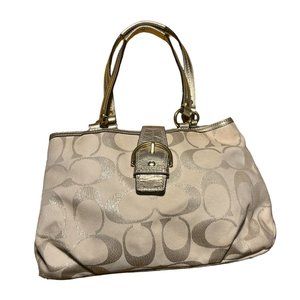 COACH Signature Canvas Satchel should Bag Gold Med
